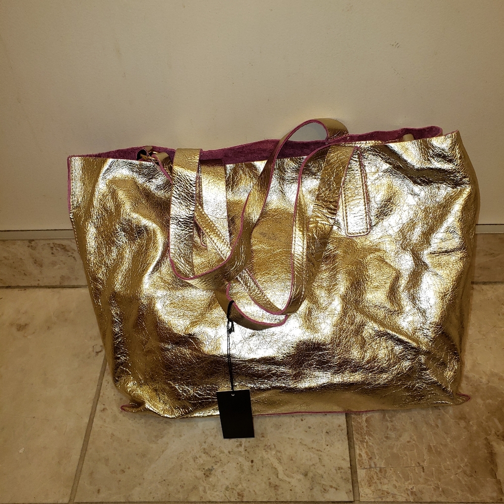 NEW 🏷100% LEATHER TOTE 2 IN 1 BAG